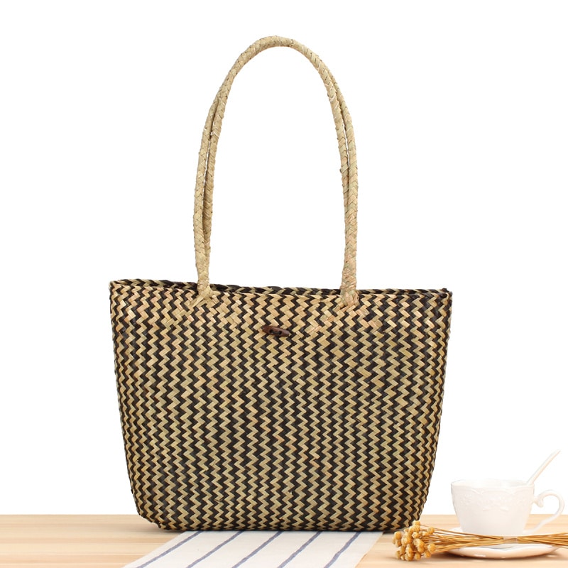 woven raffia tote